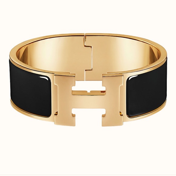 Hermes Jewelry - Auth Hermes wide Clic Clac H bracelet gold plated